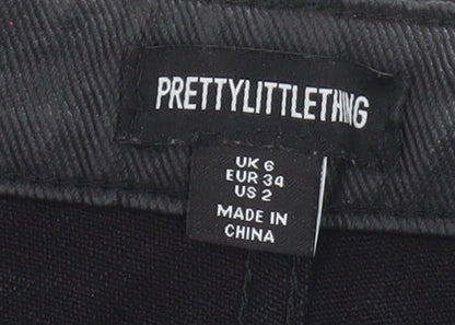 PrettyLittleThing Women Black High Rise Denim Mini Skirt UK 6