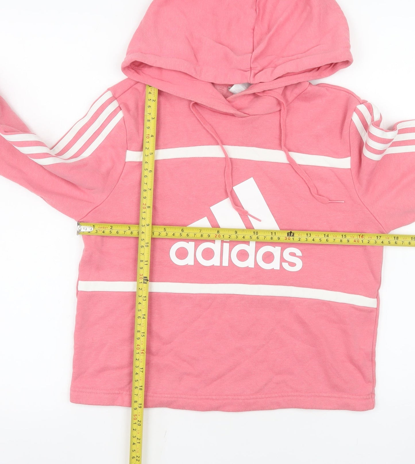 Adidas Womens Pink Pullover Hoodie XS Logo Hooded Sweatshirt