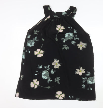Apricot Women’s Black Floral Halter Shift Dress Size 16