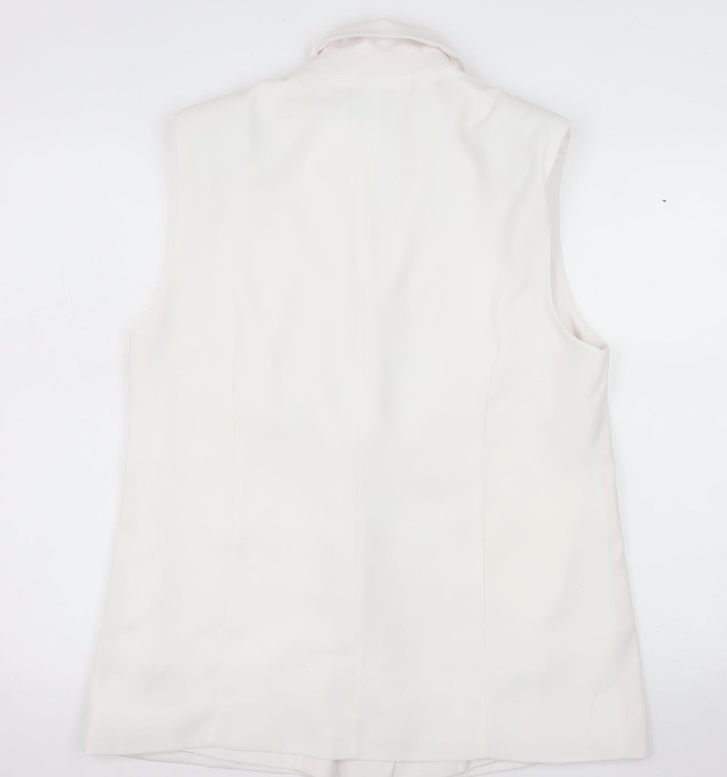 Pimkie Women White Double-Breasted Sleeveless Suit Waistcoat Size 12