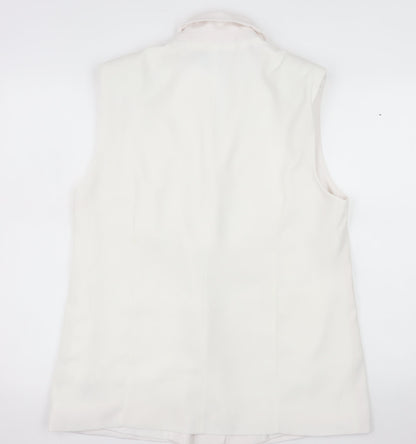 Pimkie Women White Double-Breasted Sleeveless Suit Waistcoat Size 12