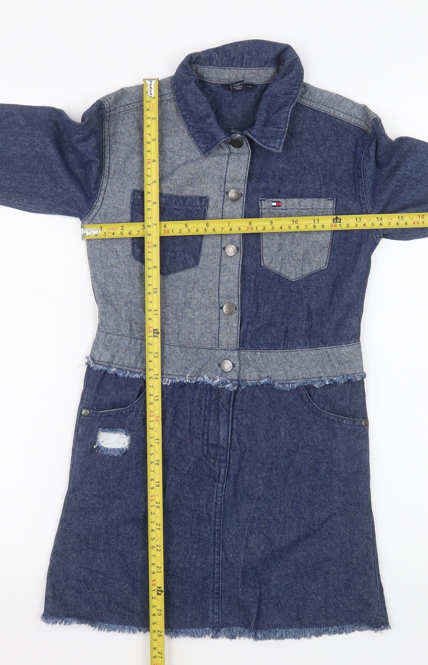 Tommy Hilfiger Women's Blue Denim Shirt Dress Size S Casual