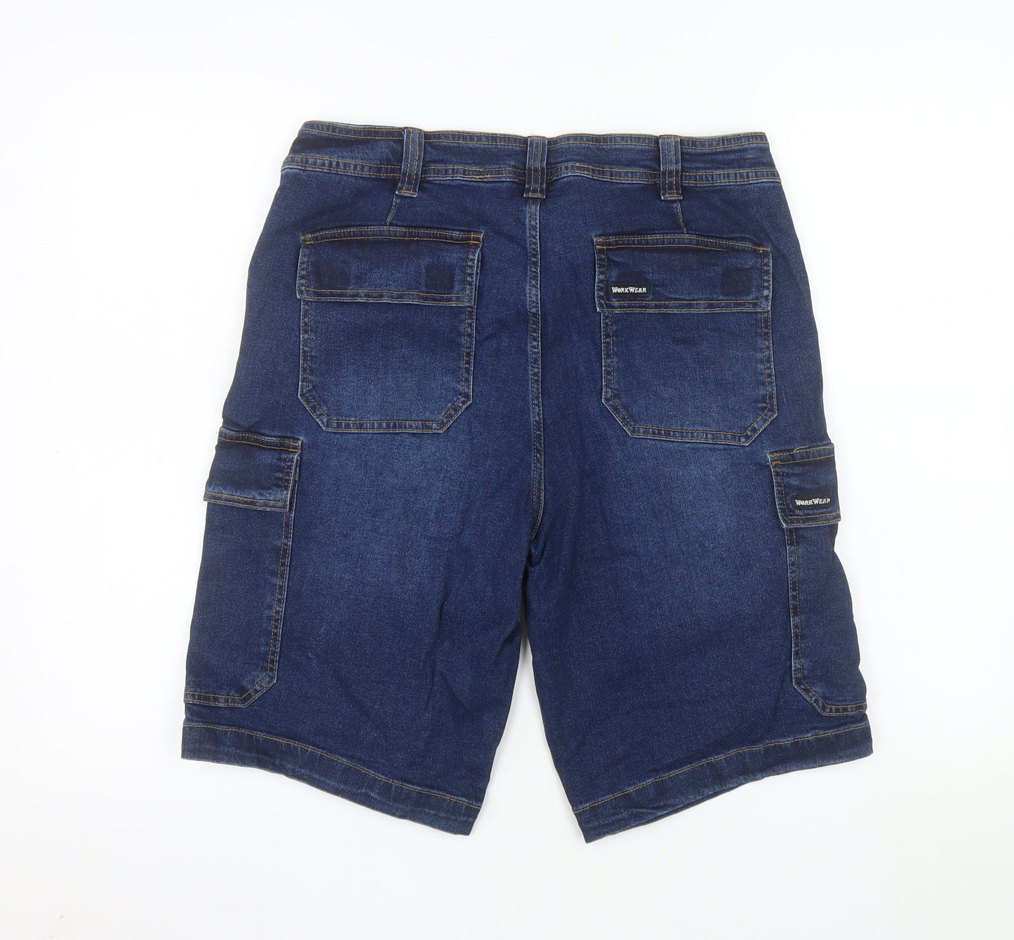 Workwear Women Navy Denim Cargo Shorts Size 32 Cotton Blend
