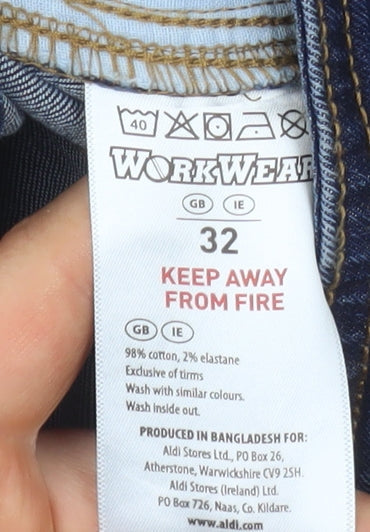 Workwear Women Navy Denim Cargo Shorts Size 32 Cotton Blend