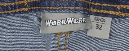 Workwear Women Navy Denim Cargo Shorts Size 32 Cotton Blend