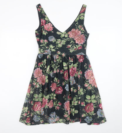 Warehouse Womens Multicoloured Floral A-Line Dress Size 10