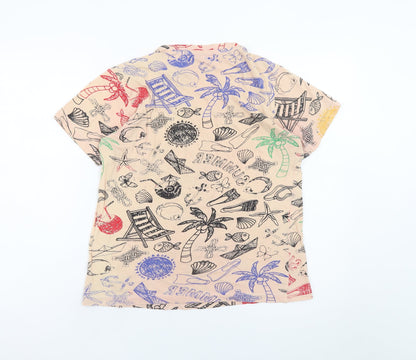 Bershka Men's Beige Beach Graphic Print T-Shirt Size S