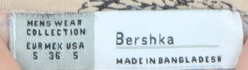 Bershka Men's Beige Beach Graphic Print T-Shirt Size S