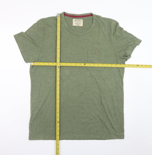 Burton Menswear London Men’s Green Crew Neck Cotton Blend T-Shirt Size L