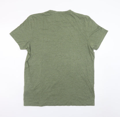 Burton Menswear London Men’s Green Crew Neck Cotton Blend T-Shirt Size L