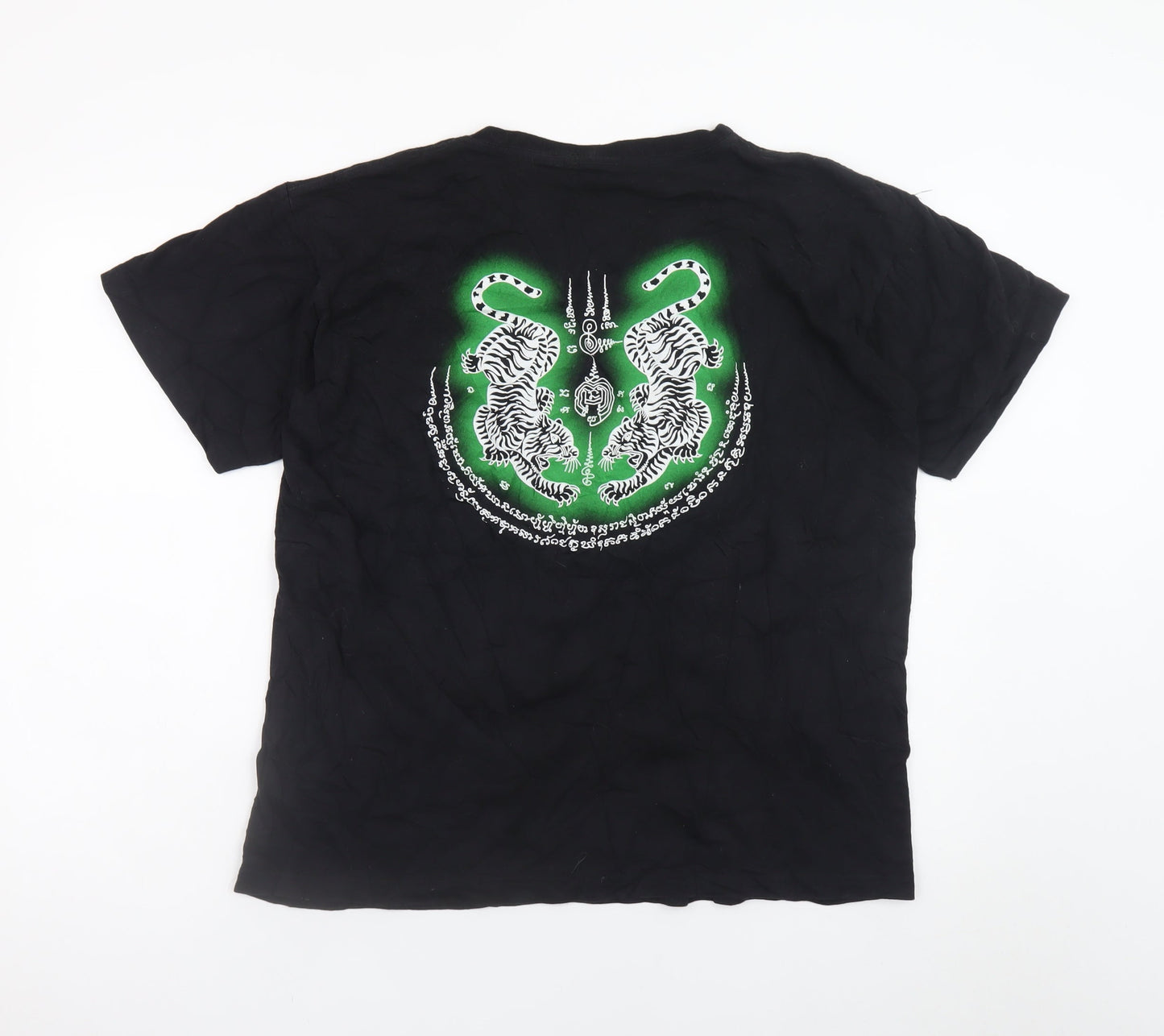 Mr Big Outfitters Men's Black Graphic Tiger Cotton T-Shirt L