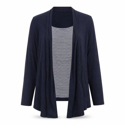 Marks & Spencer Women Blue Size 12 Cotton Blend Open Cardigan