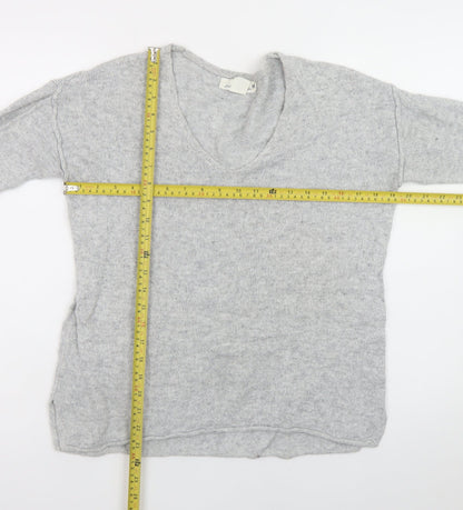 L.O.G.G. Women Grey V-Neck Long Sleeve Knit Pullover Jumper Size 8