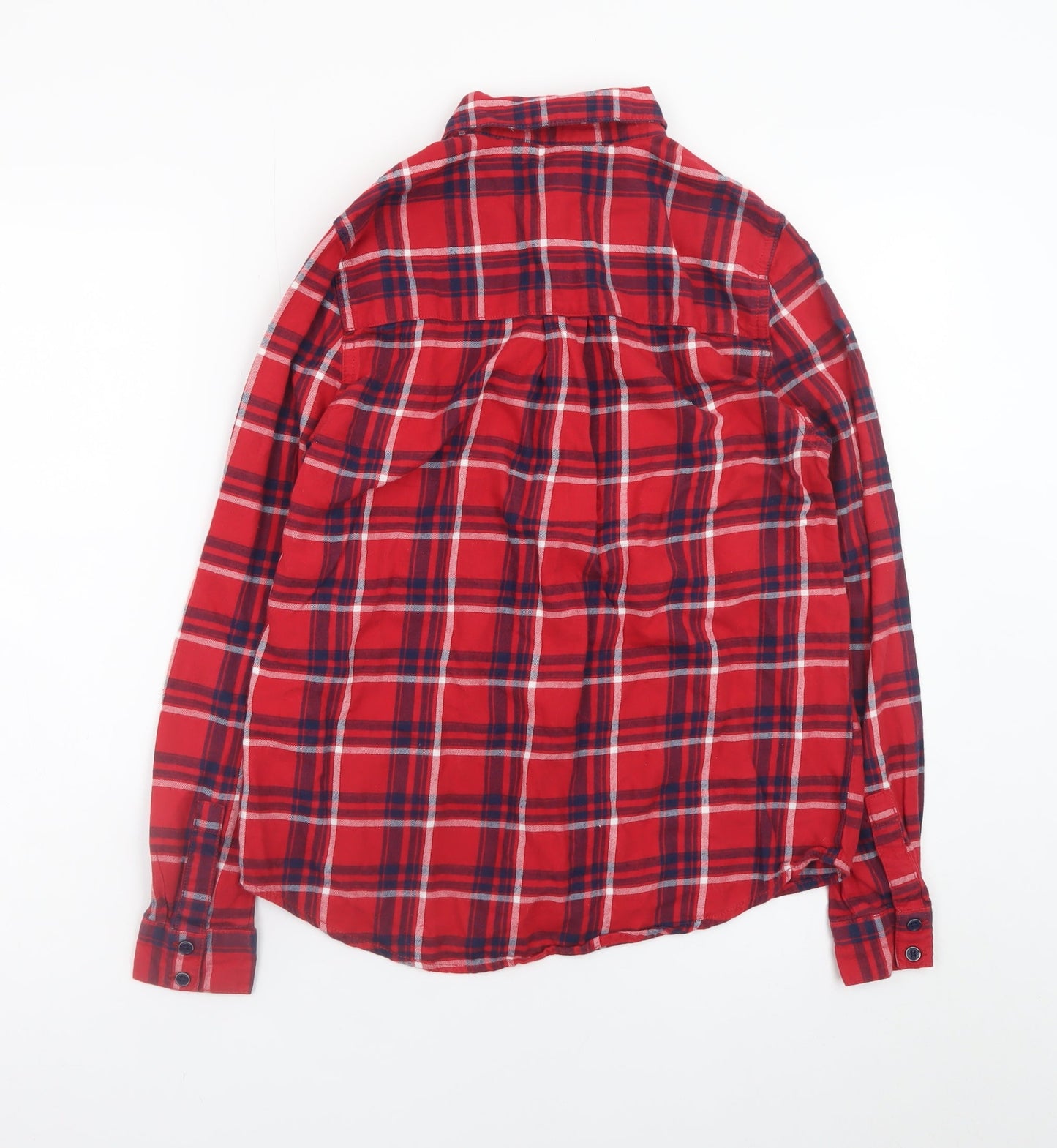 New Look Women's Red Plaid Button-Up Flannel Shirt Size 8