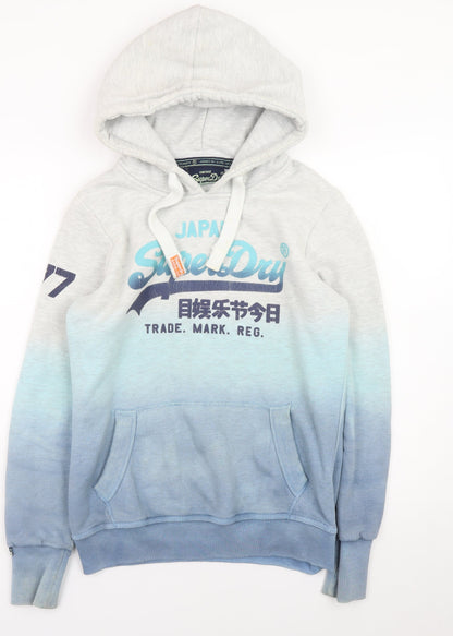 Superdry Women’s Grey Blue Gradient Pullover Hoodie Size M