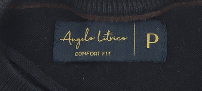 Angelo Litrico Men's Black Pullover Jumper Suede Shoulder Panels S