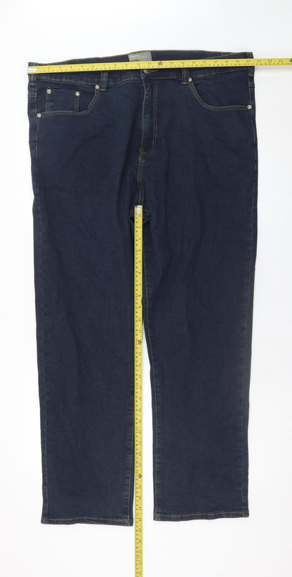 Kam Jeans Men's Blue 42L Straight Fit Stretch Denim Jeans
