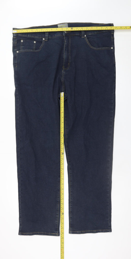 Kam Jeans Men's Blue 42L Straight Fit Stretch Denim Jeans