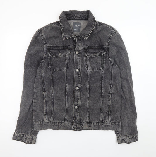 Primark Men's Grey Denim Button Jacket Size M Casual Classic