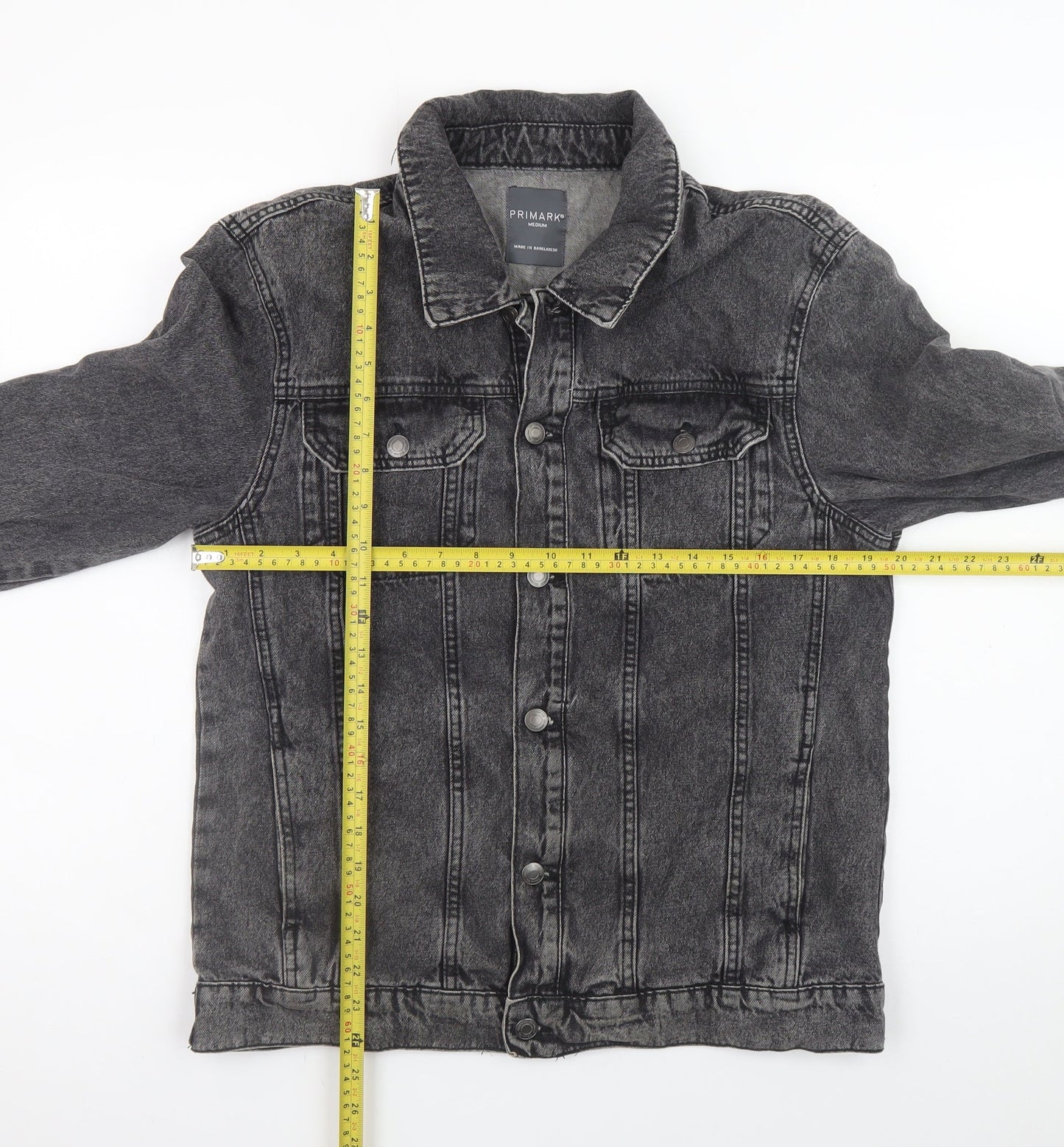 Primark Men's Grey Denim Button Jacket Size M Casual Classic
