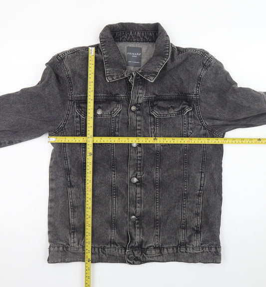 Primark Men's Grey Denim Button Jacket Size M Casual Classic