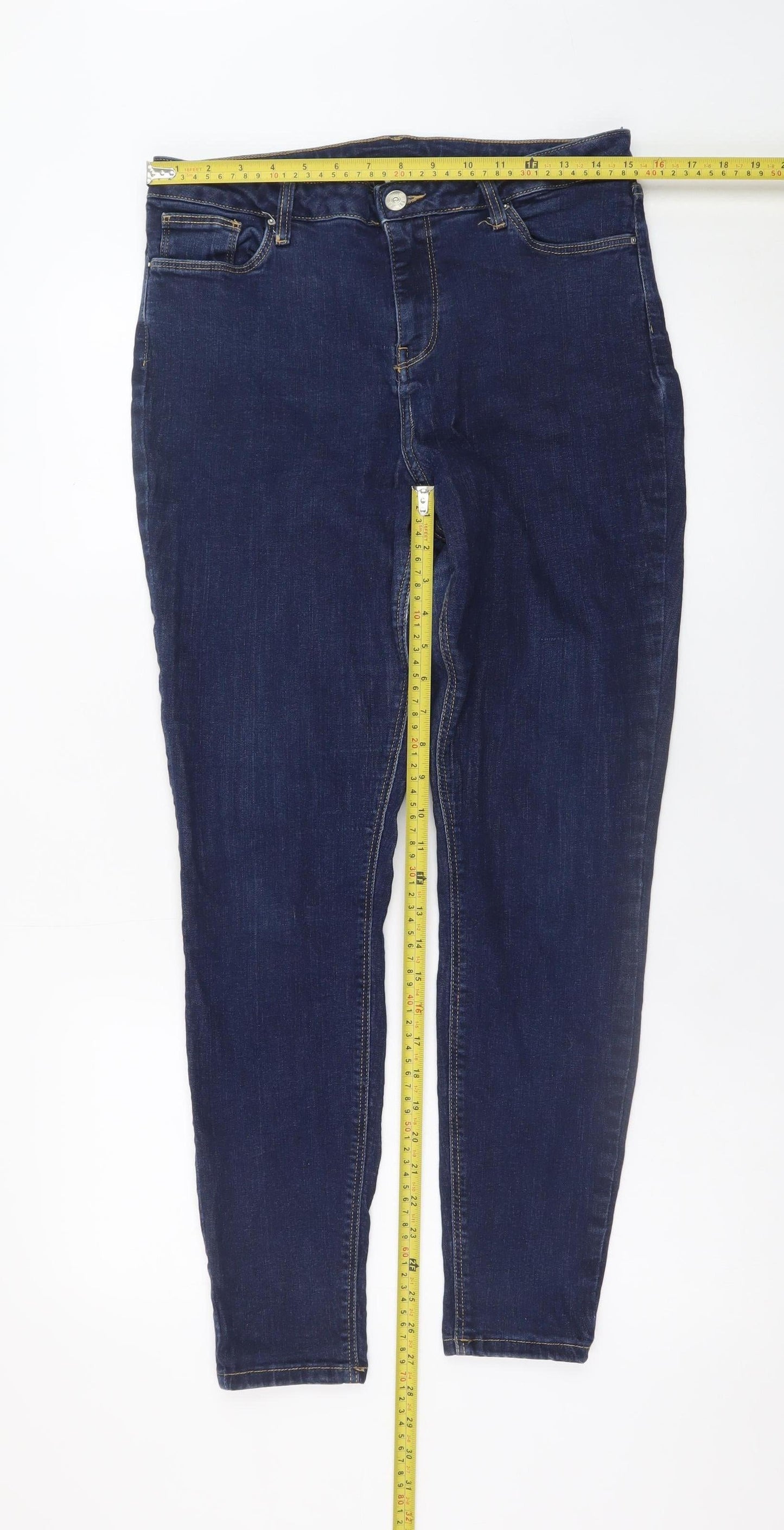 F&F Women's Blue Skinny High Rise Stretch Denim Jeans Size 16