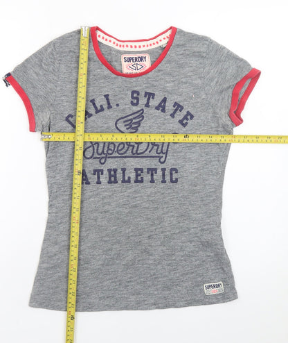 Superdry Women’s Grey Athletic T-Shirt Medium Short Sleeve Cotton Blend