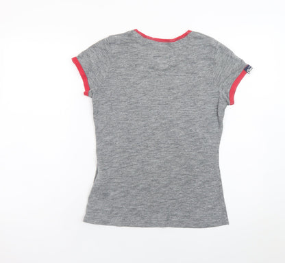 Superdry Women’s Grey Athletic T-Shirt Medium Short Sleeve Cotton Blend