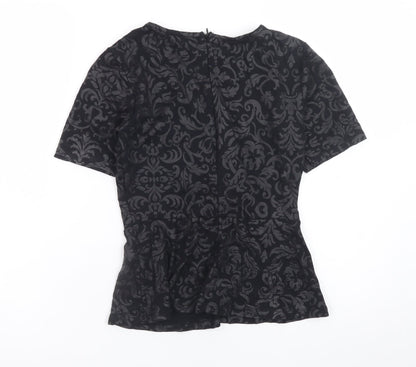 Stockh LM Women Black Jacquard Short Sleeve Peplum Top XS
