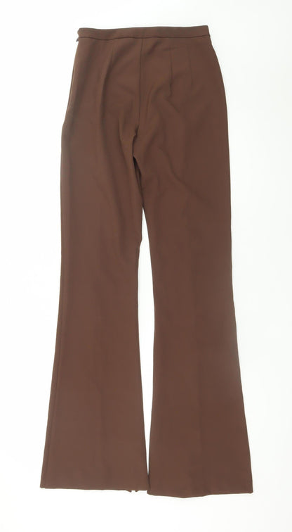Bershka Women Brown Flared Stretch Trousers Size 8