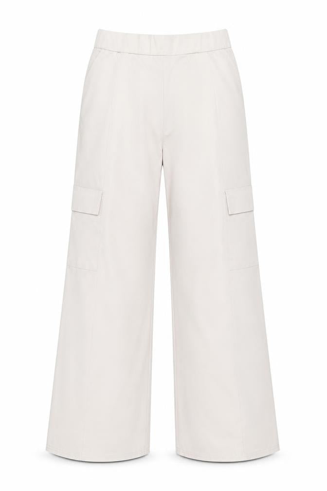 Boohoo Womens Beige Cargo Wide-Leg Trousers Size 6