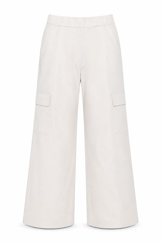 Boohoo Womens Beige Cargo Wide-Leg Trousers Size 6