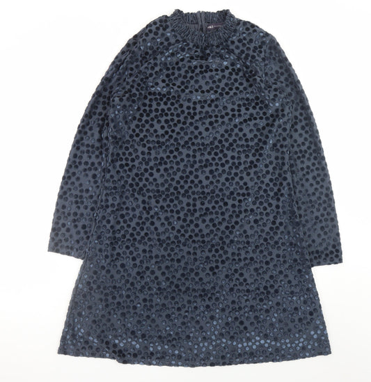 Marks and Spencer Women’s Blue Polka Dot Velvet Shift Dress Size 12