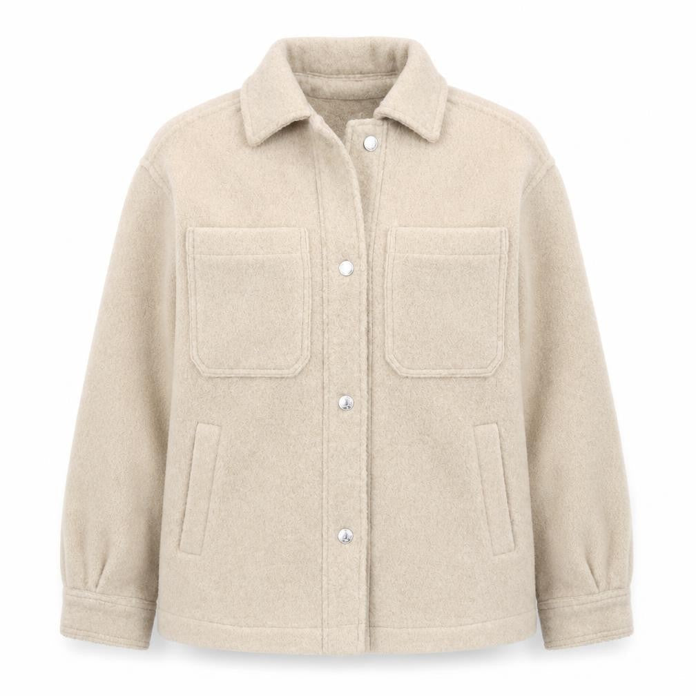 Bershka Women Beige Polyester Basic Jacket Size 8 Collared Lined