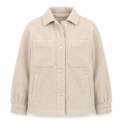 Bershka Women Beige Polyester Basic Jacket Size 8 Collared Lined