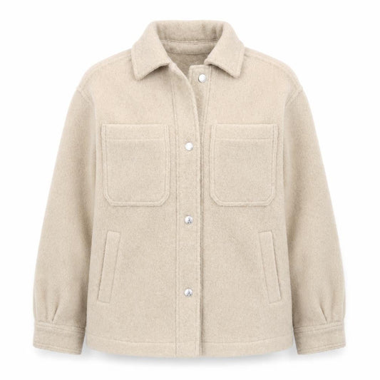 Bershka Women Beige Polyester Basic Jacket Size 8 Collared Lined