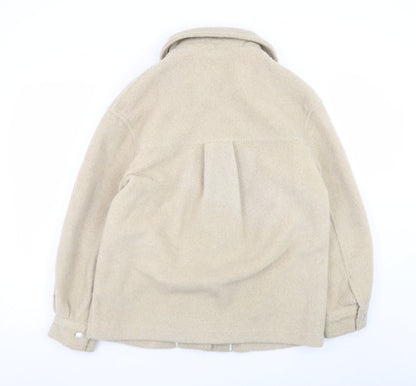 Bershka Women Beige Polyester Basic Jacket Size 8 Collared Lined