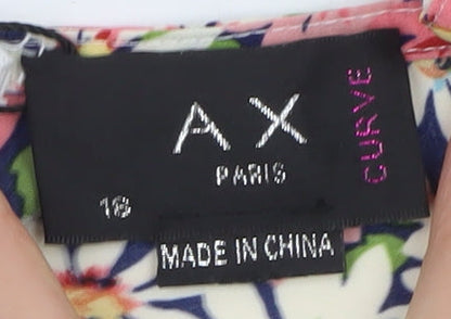 AX Paris Curve Women's Multicoloured Floral Wrap Blouse Size 18