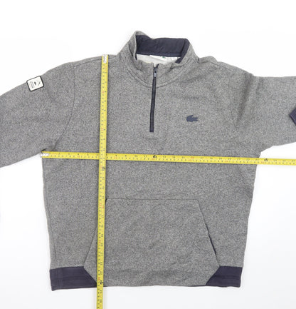 Lacoste Men's Grey XL 1/2 Zip Sweatshirt High Neck Cotton Blend