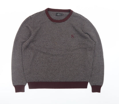 Jeff Banks Men's Red Geometric Knit Acrylic XL Pullover Jumper