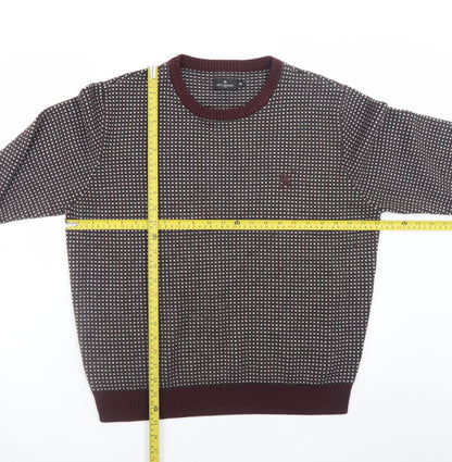 Jeff Banks Men's Red Geometric Knit Acrylic XL Pullover Jumper
