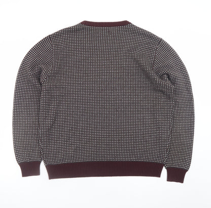 Jeff Banks Men's Red Geometric Knit Acrylic XL Pullover Jumper