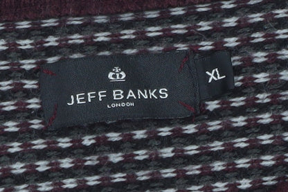 Jeff Banks Men's Red Geometric Knit Acrylic XL Pullover Jumper