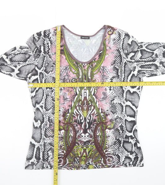 Gerry Weber Women’s Multicoloured Animal Print V-Neck 3/4 Sleeve Jersey Top Size 12