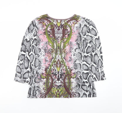 Gerry Weber Women’s Multicoloured Animal Print V-Neck 3/4 Sleeve Jersey Top Size 12