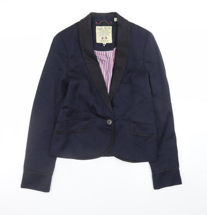 Jack Wills Women Navy Blue Shawl Lapel Blazer UK 10 Classic Fit