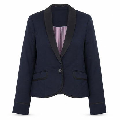 Jack Wills Women Navy Blue Shawl Lapel Blazer UK 10 Classic Fit