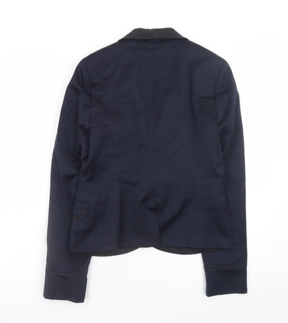 Jack Wills Women Navy Blue Shawl Lapel Blazer UK 10 Classic Fit