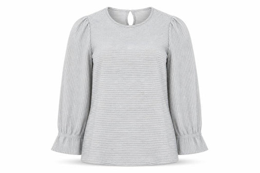 Savida Women Grey Striped Tunic Blouse Long Sleeve XS
