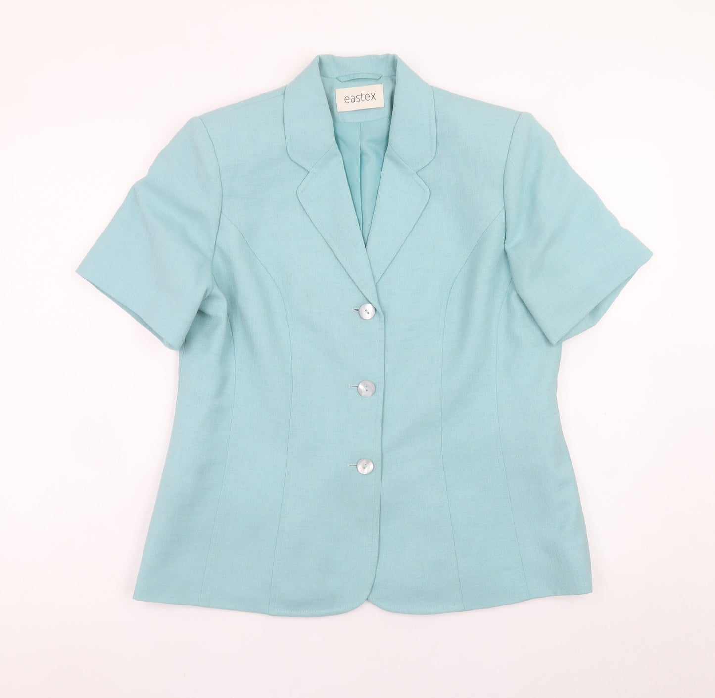 Eastex Women's Blue Short Sleeve Linen Blend Suit Jacket UK 12